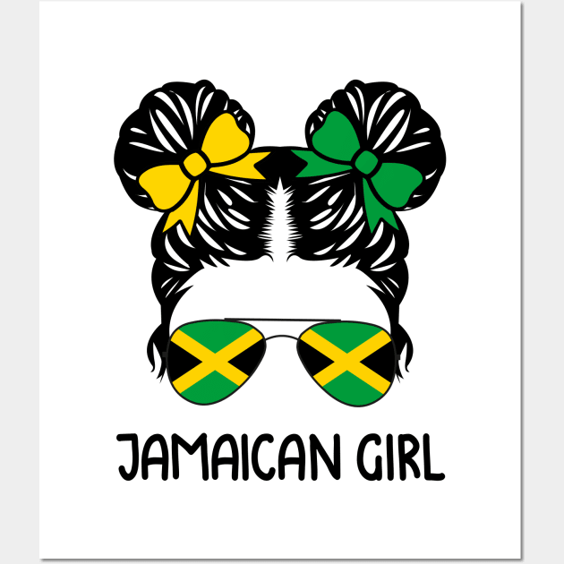 Jamaican Girl Messy Hair Sunglasses Jamaica Pride Wall Art by snnt